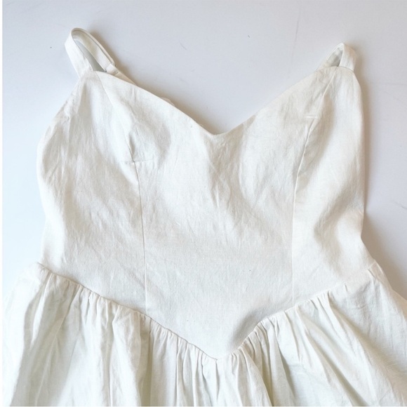 NWT Hello Molly Sunbeam Linen-Blend White Mini Dress Crisscross Back Corset - Picture 8 of 13